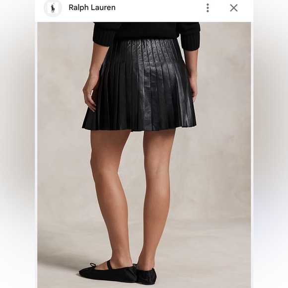 NWT Polo Ralph Lauren Knife-Pleated Lambskin Miniskirt - Picture 4 of 17